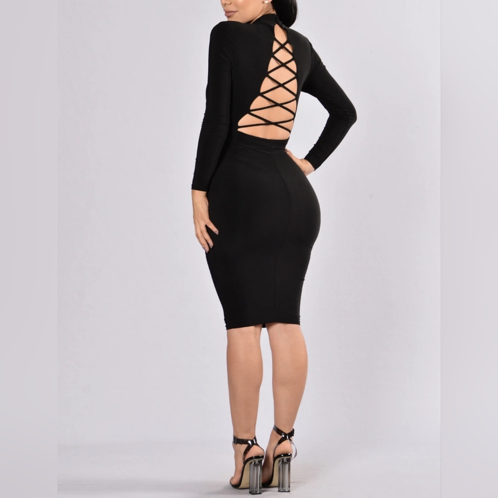 Fashion Nova Flying High Dress Black